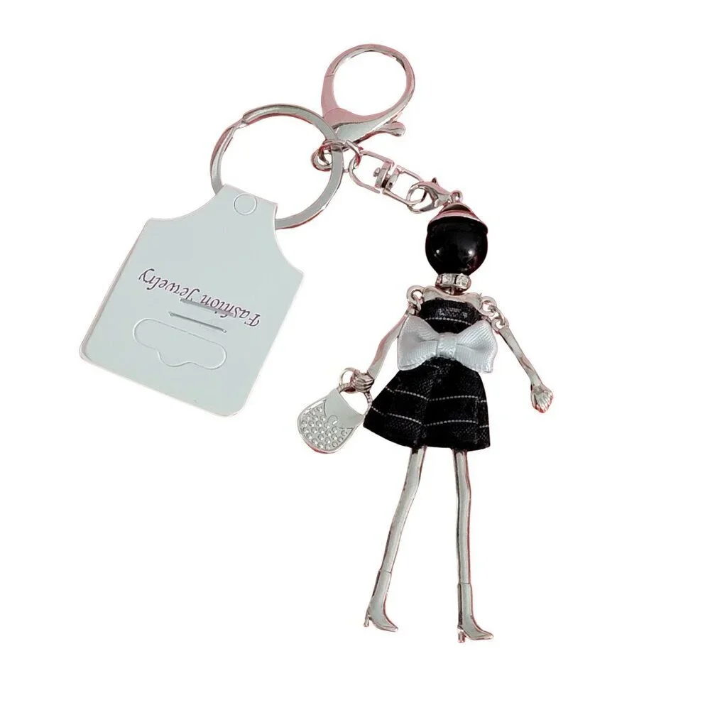 Fashion Jewelry Moveable Lady Keychain Bag charm